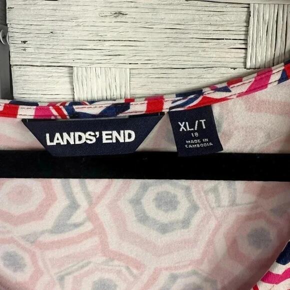 Lands’ End Print cap sleeve Dress Costal asymmetrical Twist tall plus size - Picture 4 of 9